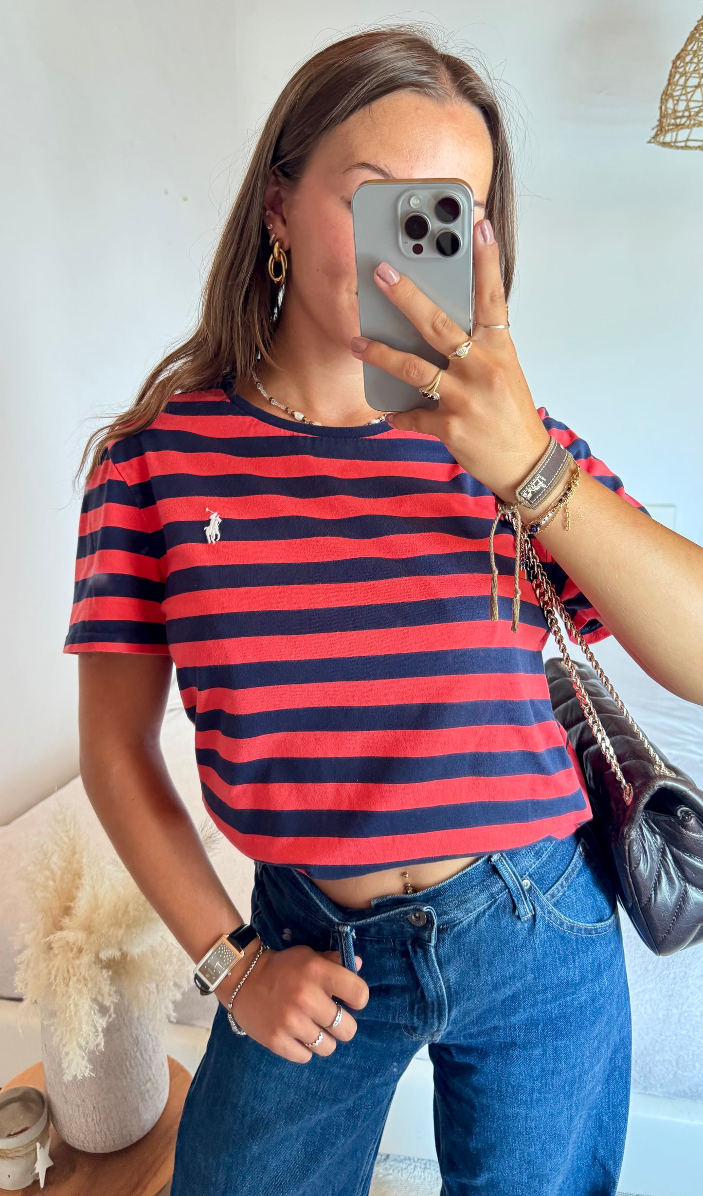 T-shirt à rayures rouge Ralph Lauren - M