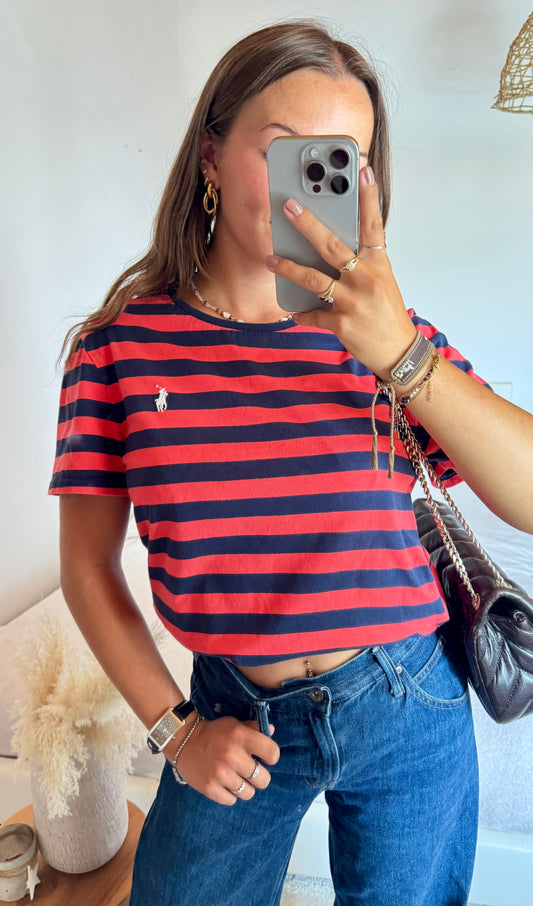 T-shirt à rayures rouge Ralph Lauren - M