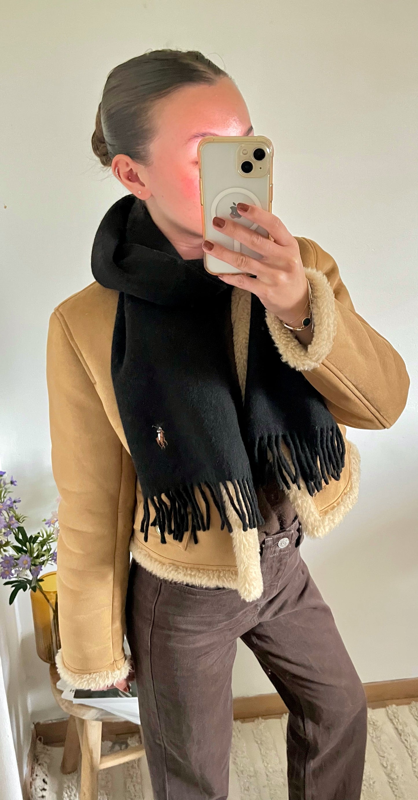 Écharpe en laine noir Ralph Lauren