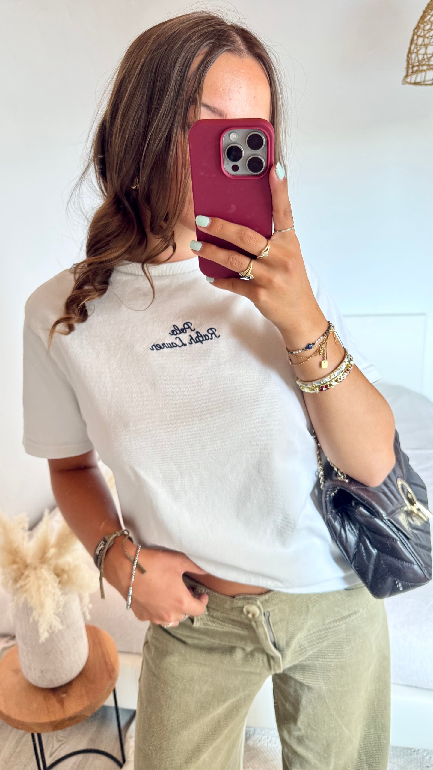 T-shirt blanc brodé Ralph Lauren - S
