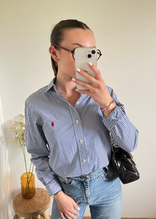 Chemise rayée bleue Ralph Lauren - M