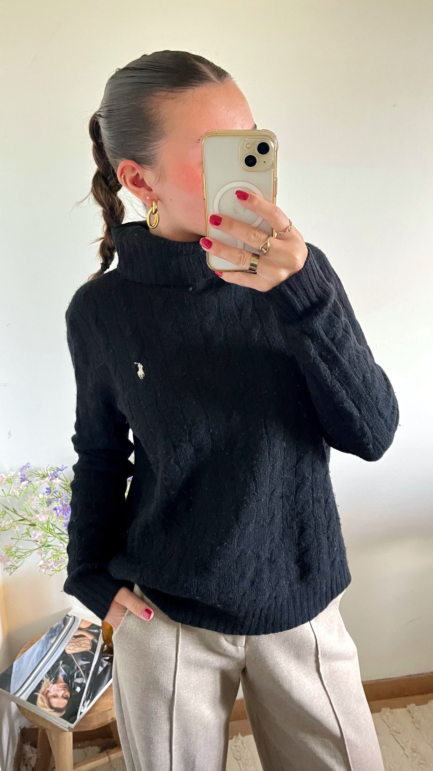 Torsadé col roulé laine Ralph Lauren - M