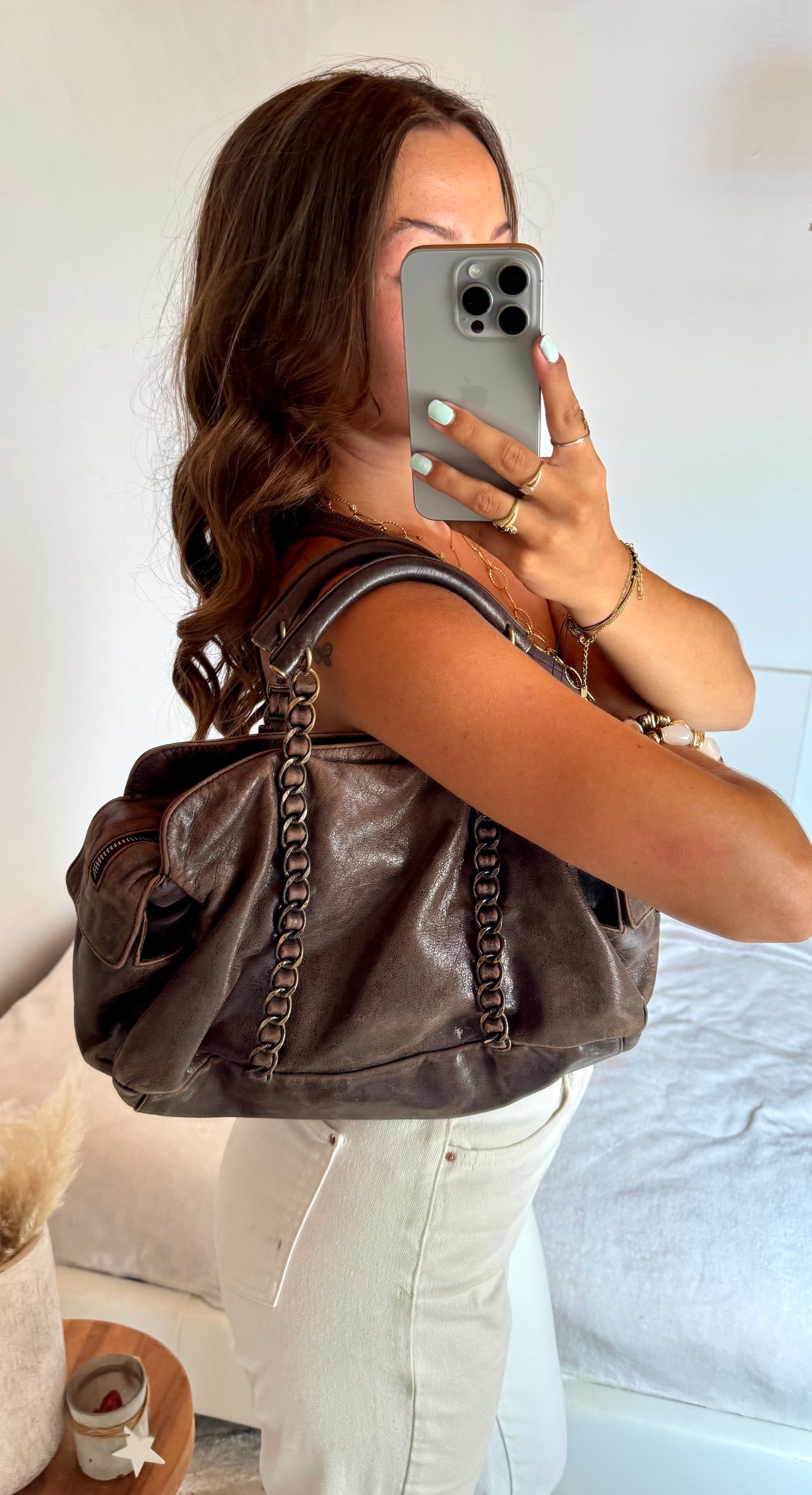 Sac en cuir marron Francesco Biasia