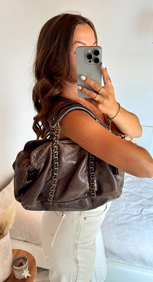 Sac en cuir marron Francesco Biasia