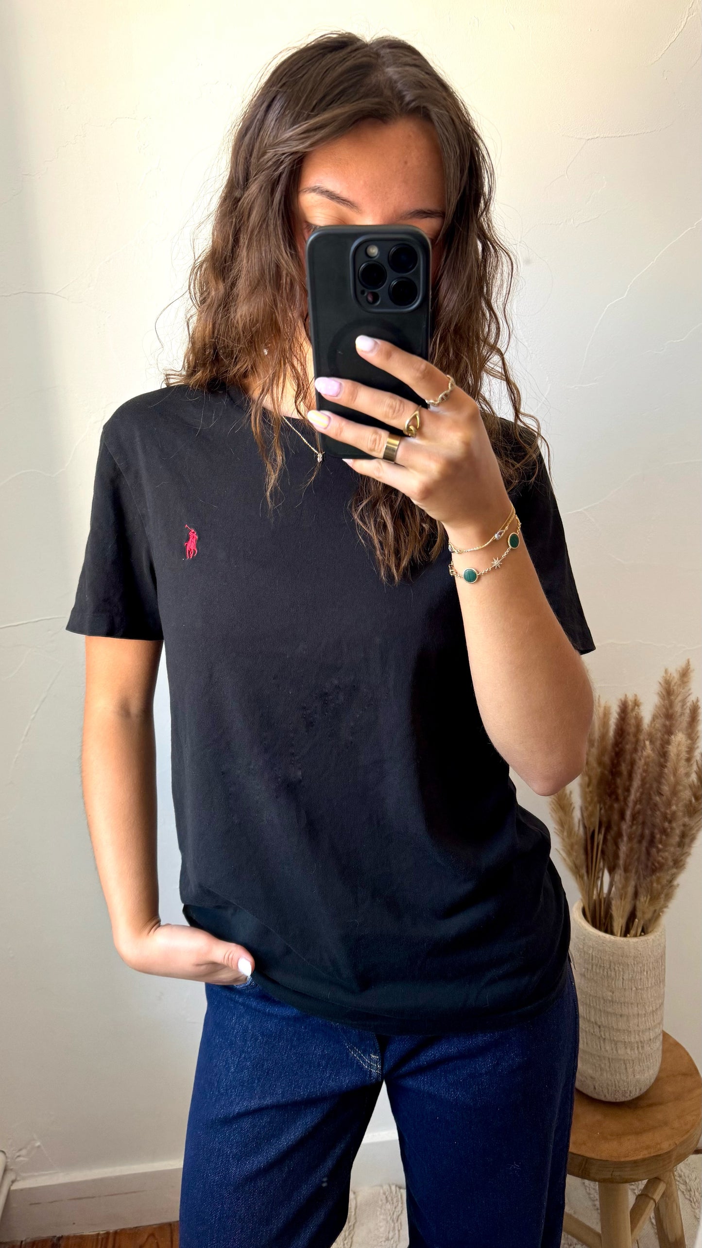 T-shirt col rond noir Ralph Lauren - M unisex