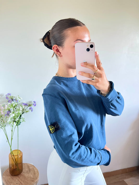 Pull col rond bleu Stone Island - S
