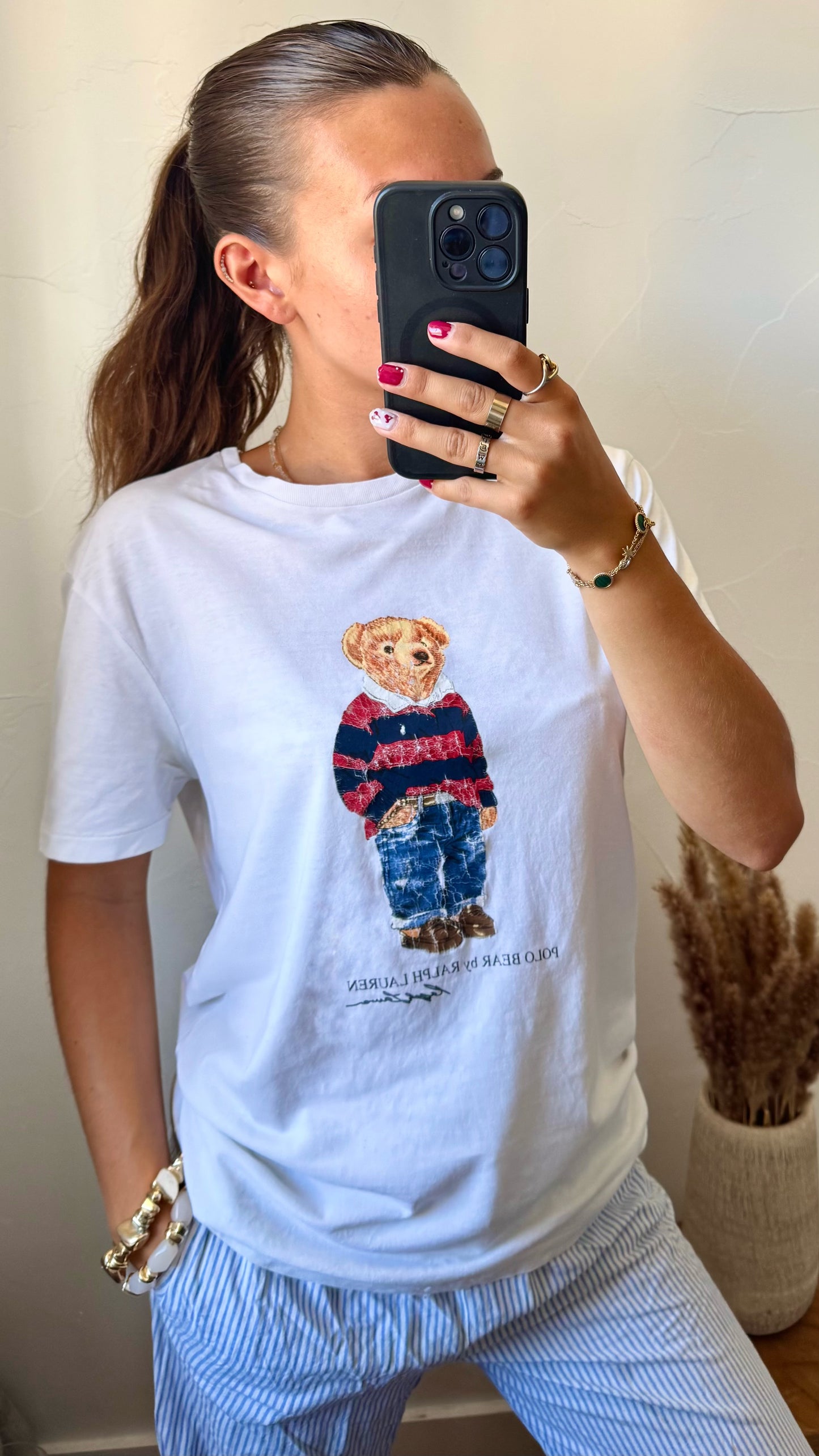 T-shirt nounours blanc Ralph Lauren - S homme / M-L femme
