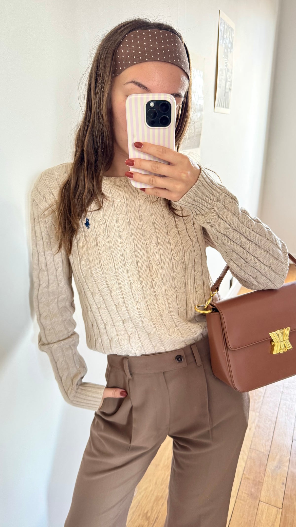 Pull torsadé beige Ralph Lauren - M