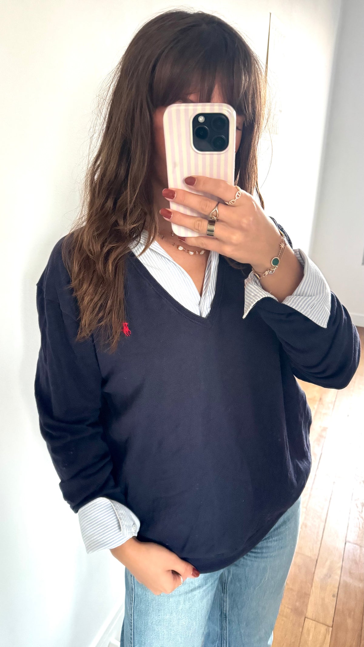 Pull col V marine Ralph Lauren - L