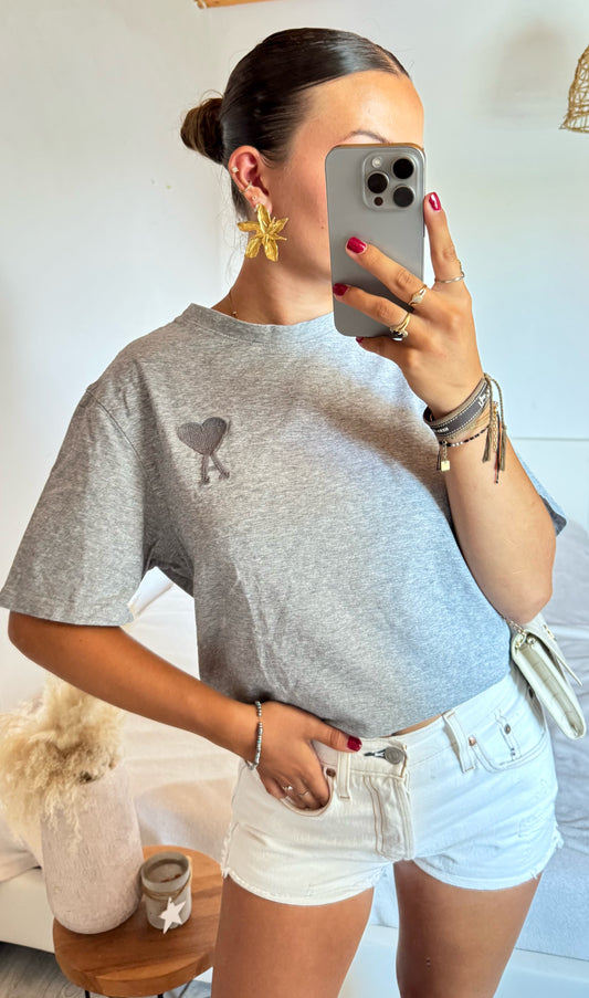 T-shirt gris Ami Paris - M