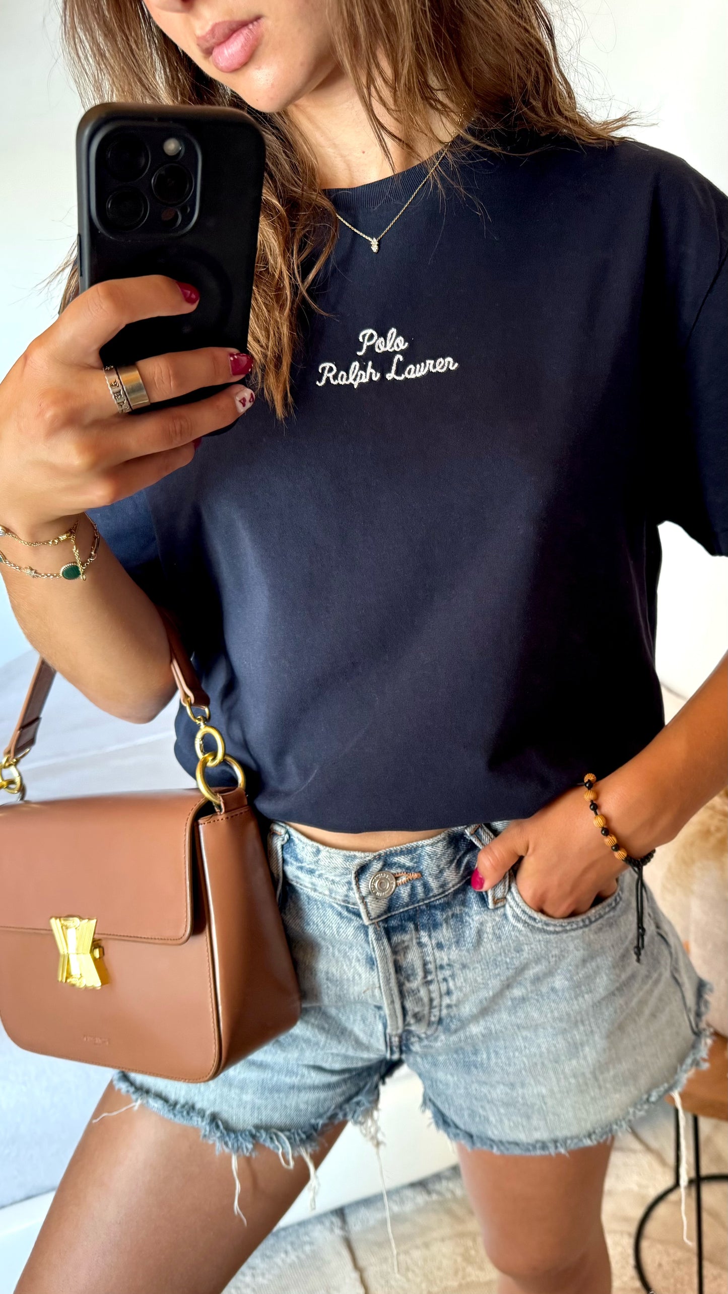 T-shirt polo brodé marine Ralph Lauren - S homme / M femme