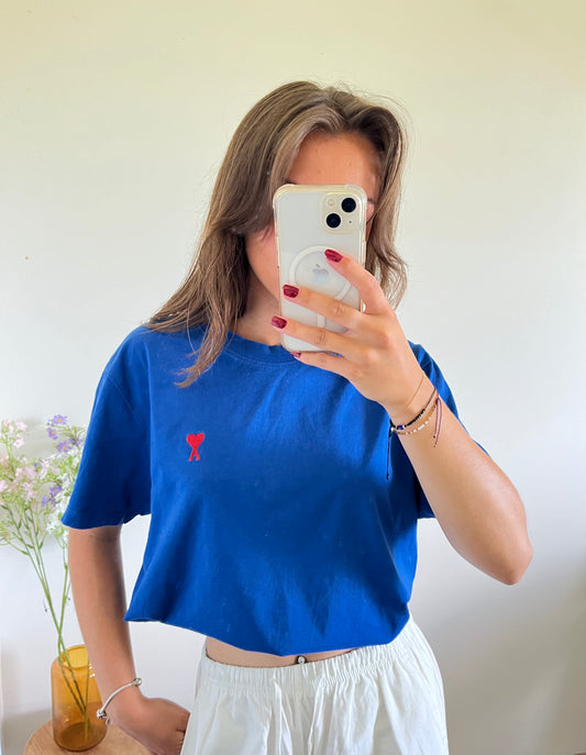 T-shirt bleu électrique Ami Paris - L