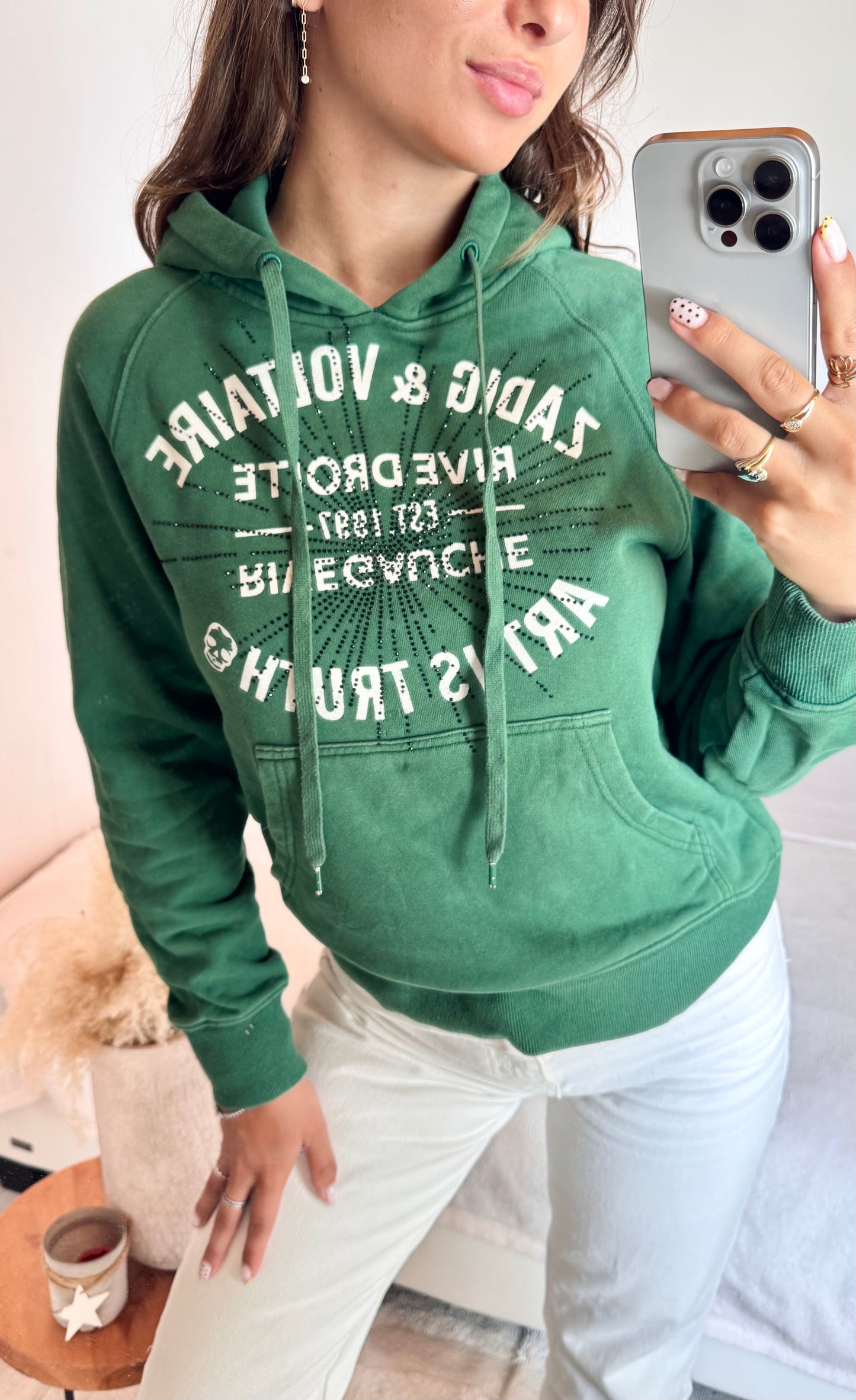 Sweat à capuche vert Zadig & Voltaire - S