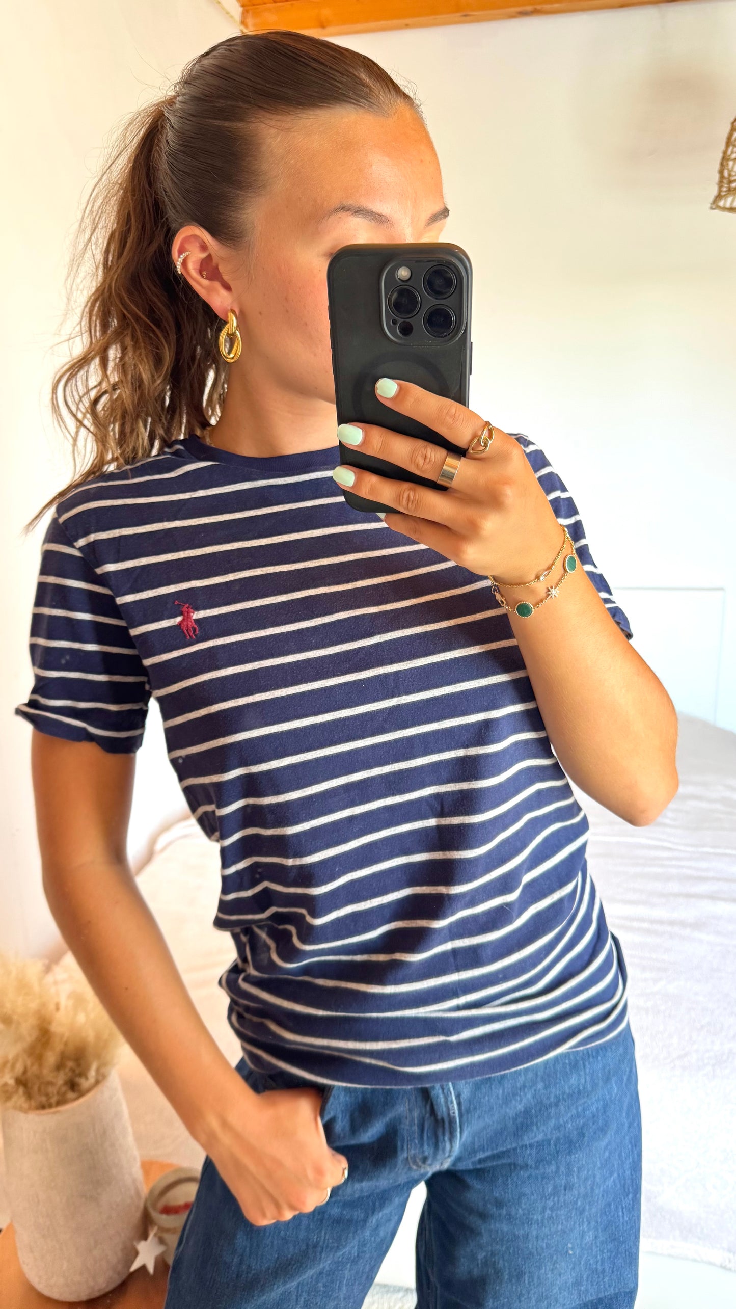 T-shirt marine rayé Ralph Lauren - S homme / M femme