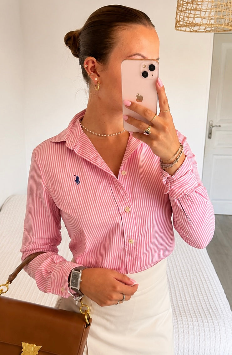 Chemise rayée rose Ralph Lauren - S