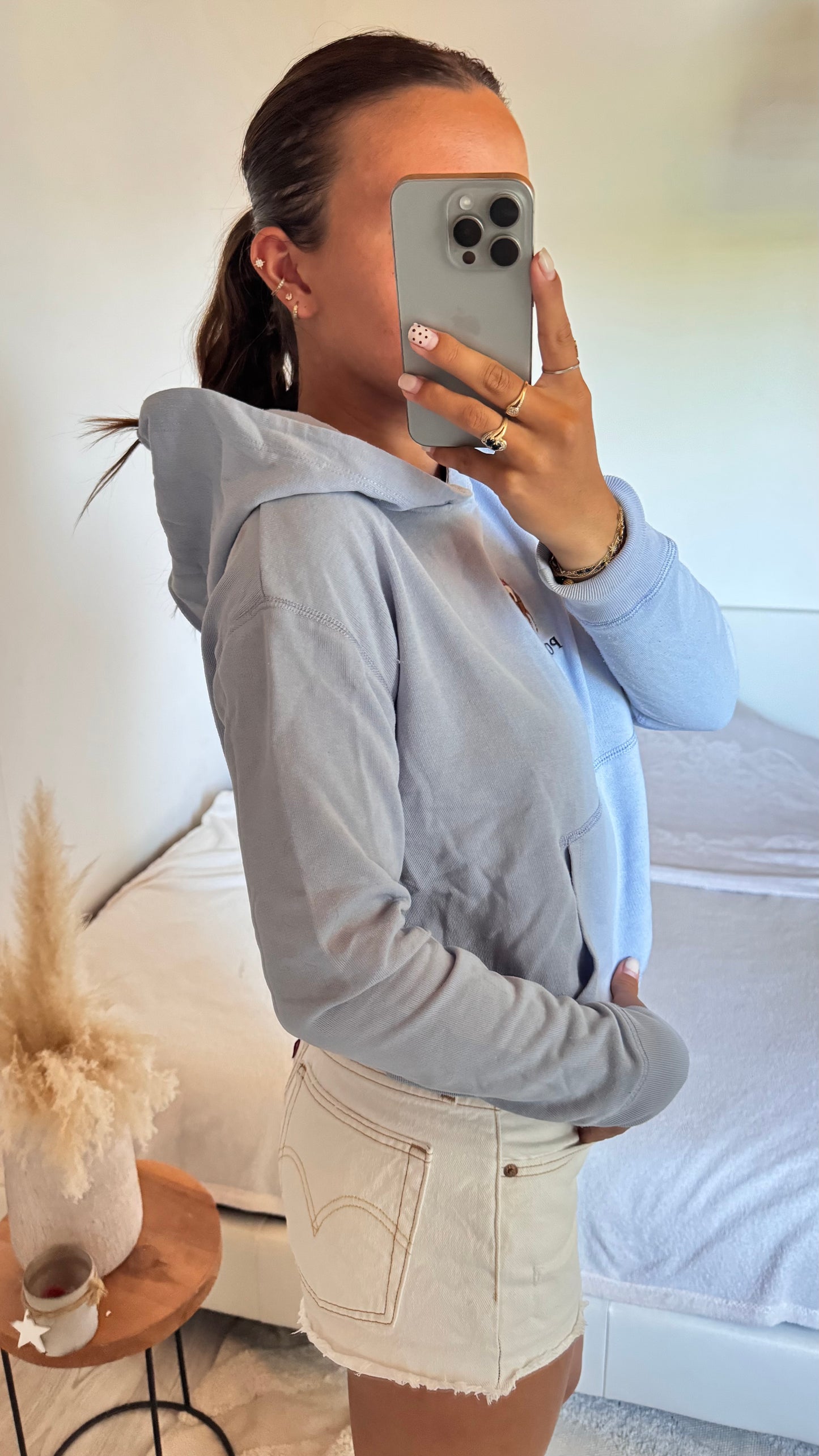 Sweat à capuche bleu pastel - XS