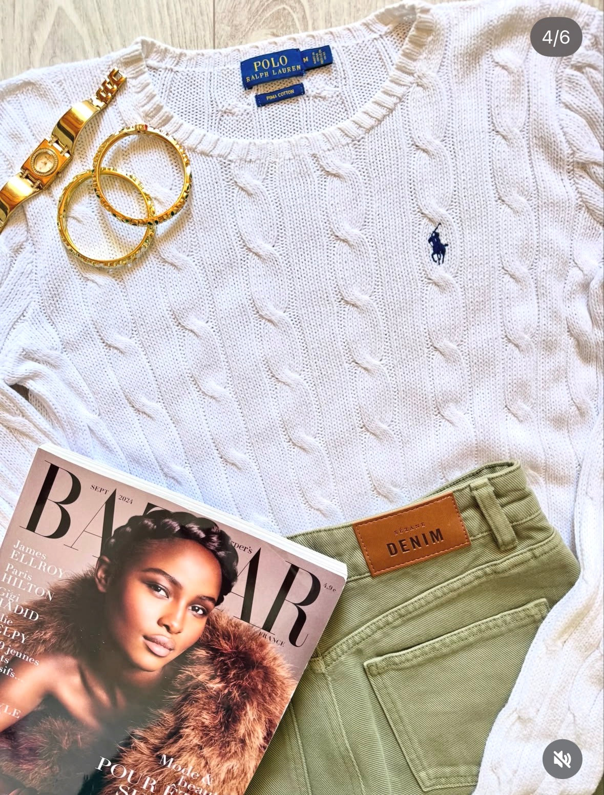 Pull torsadé blanc Ralph Lauren - M