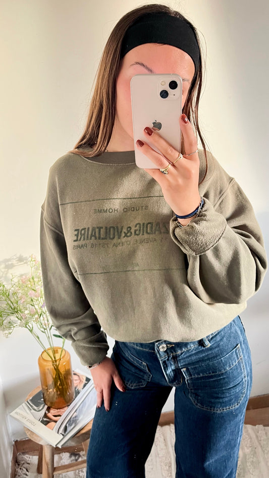 Sweat col rond kaki Zadig & Voltaire - M
