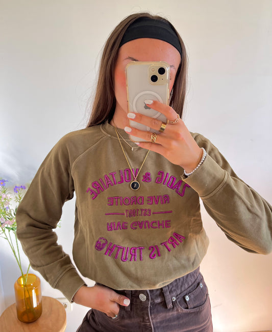 Pull col rond kaki Zadig & Voltaire - XS