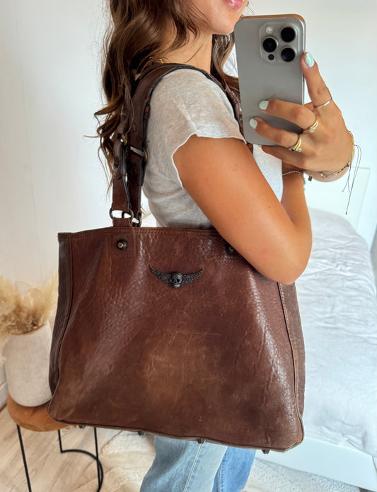 Grand sac en cuir marron Zadig & Voltaire