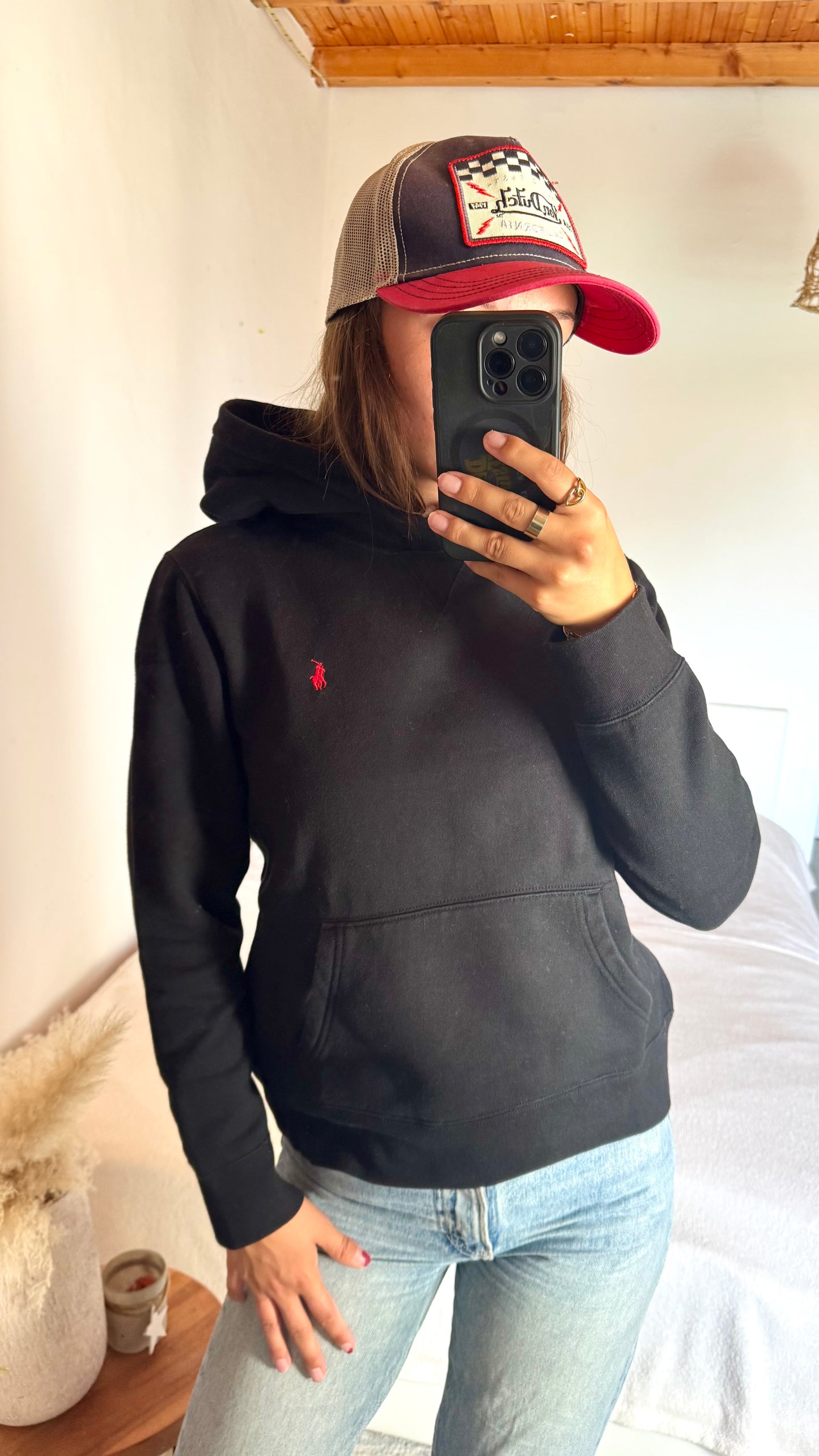Sweat à capuche noir Ralph Lauren - XS/S