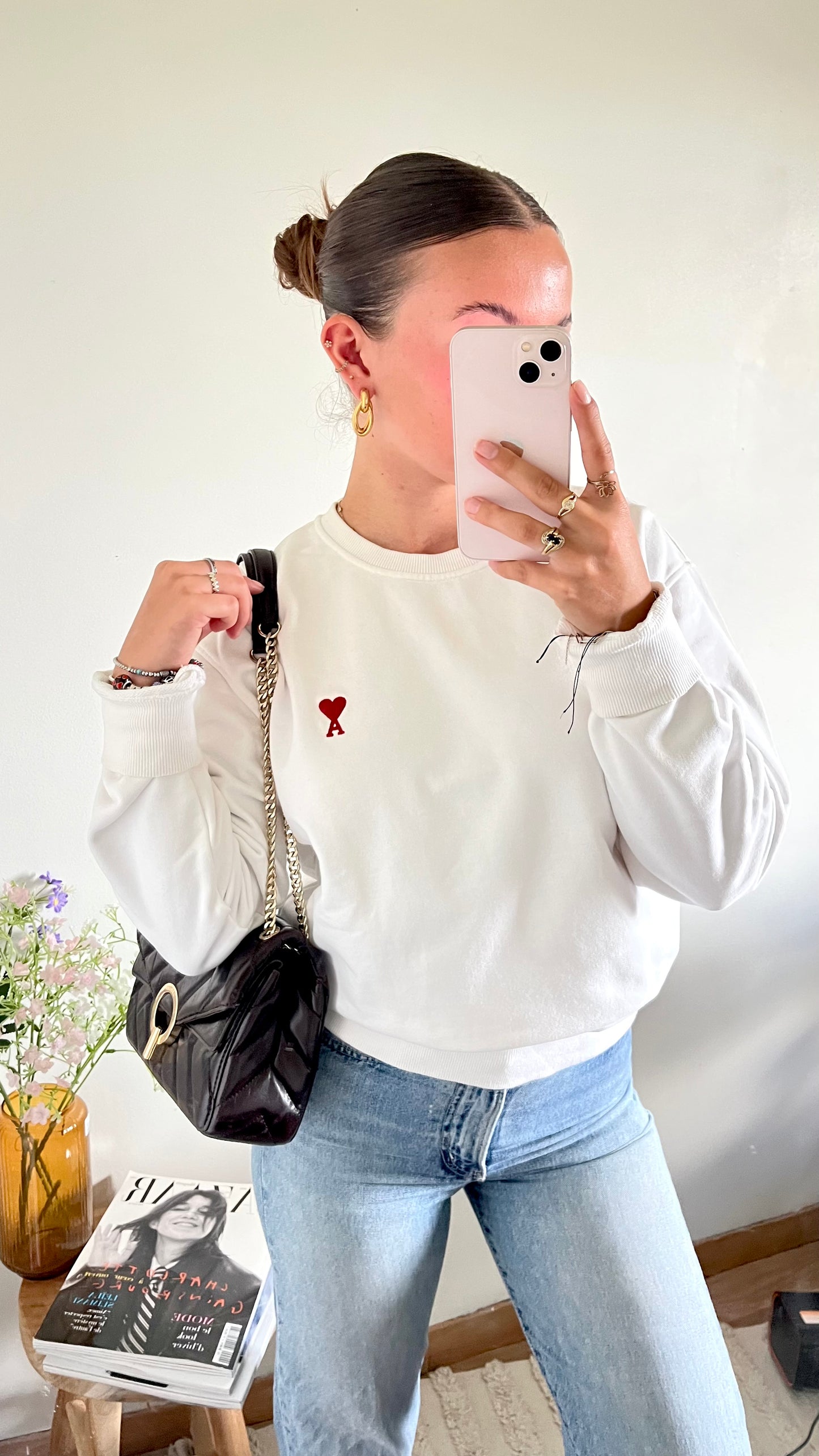 Sweat col rond blanc Ami Paris - M