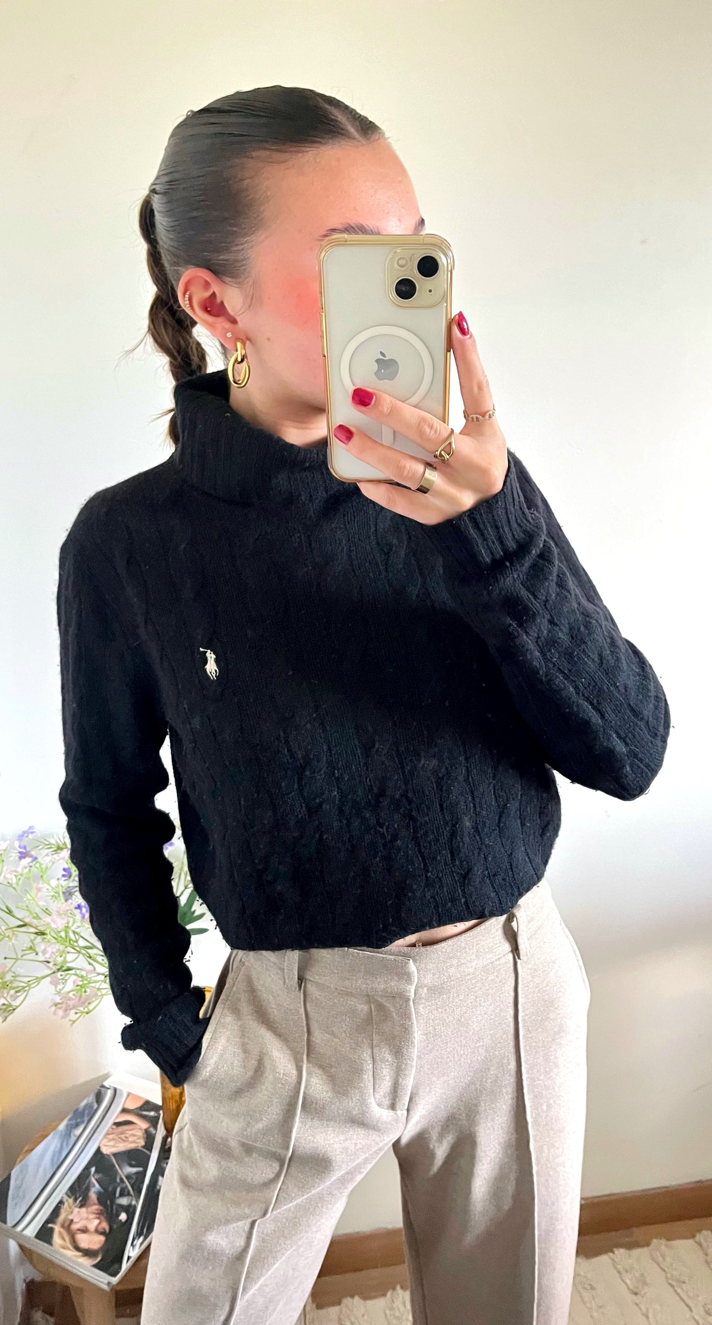 Torsadé col roulé laine Ralph Lauren - M