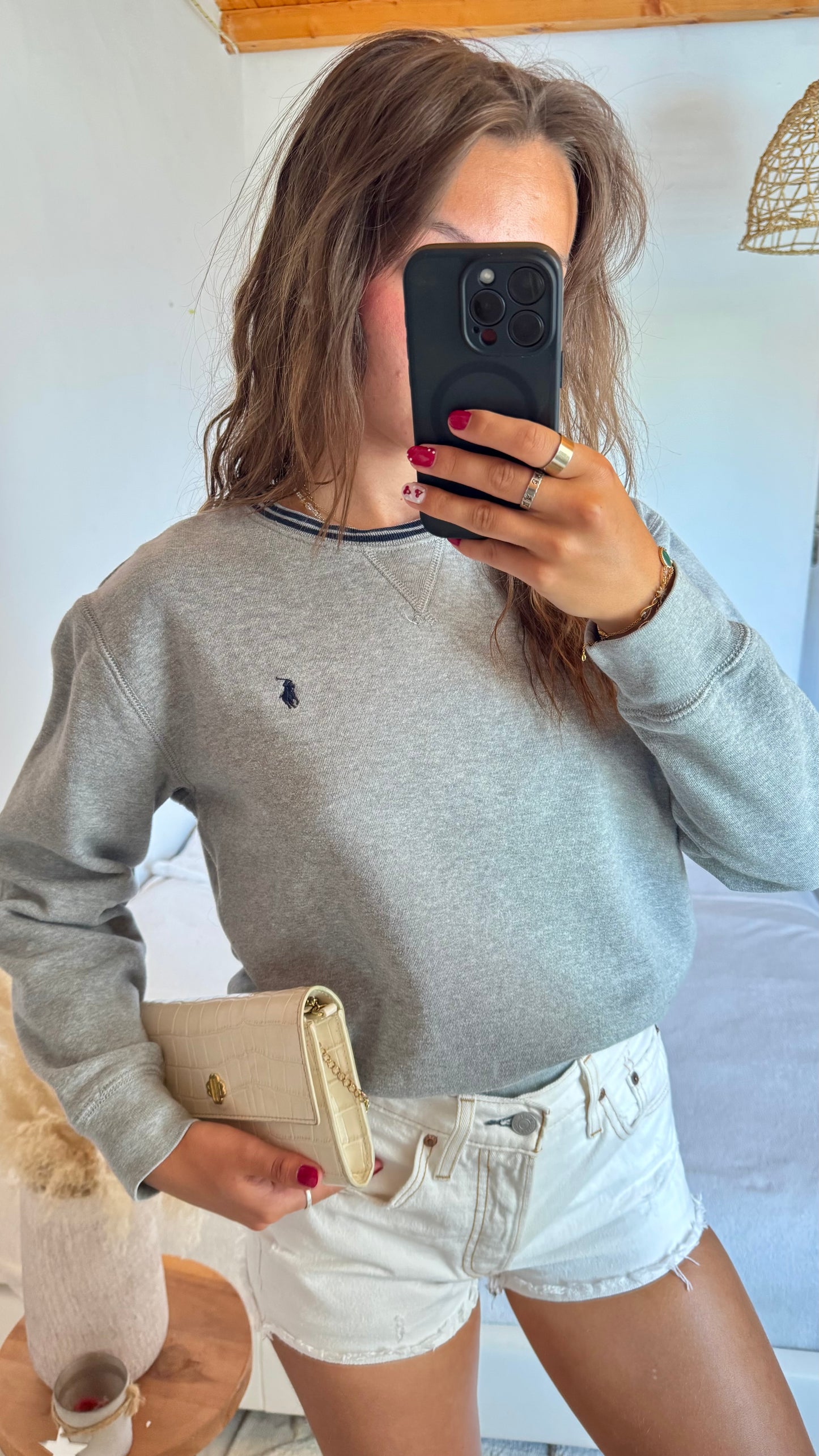 Sweat col rond gris Ralph Lauren - S