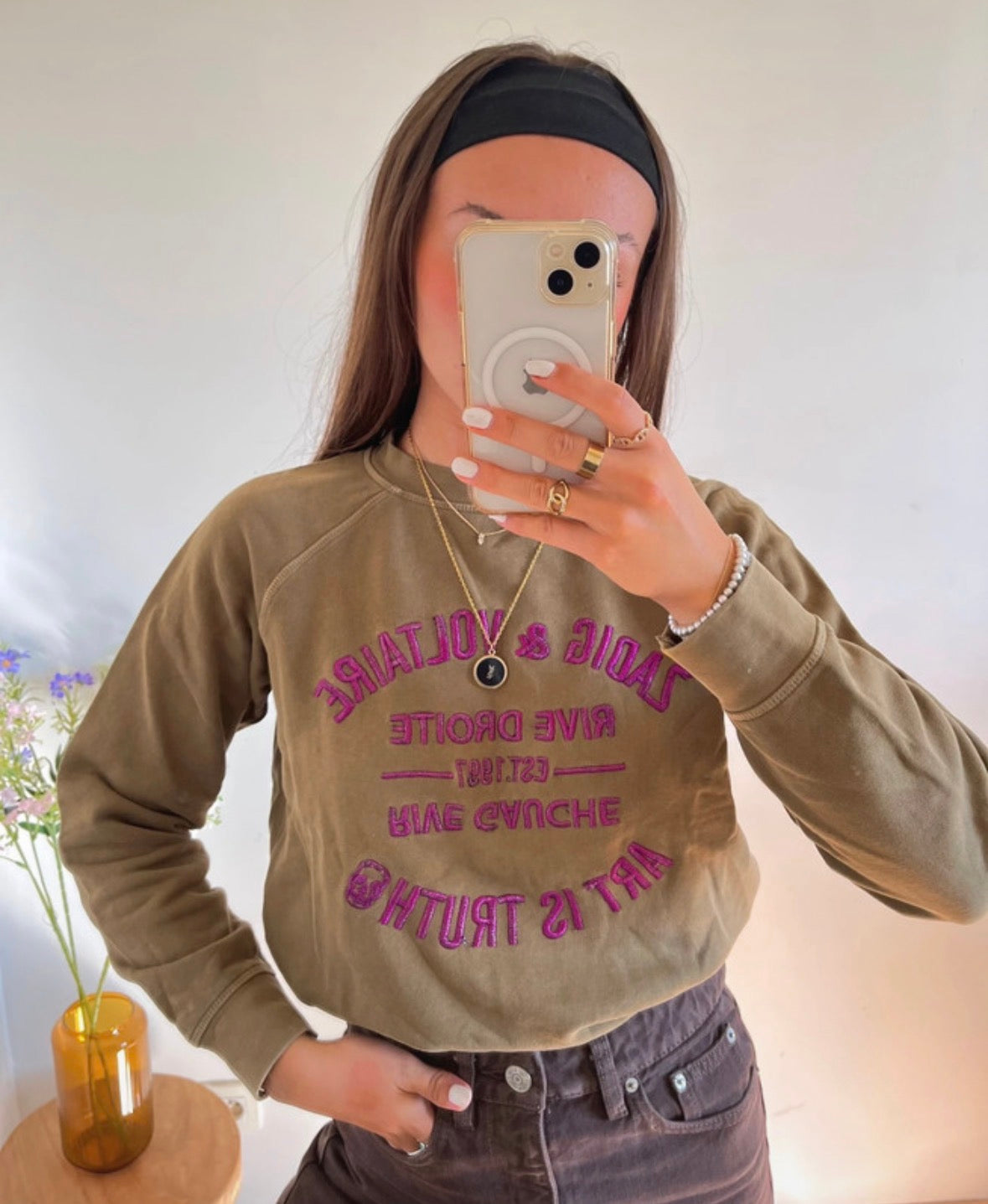 Sweat col rond kaki Zadig & Voltaire - XS