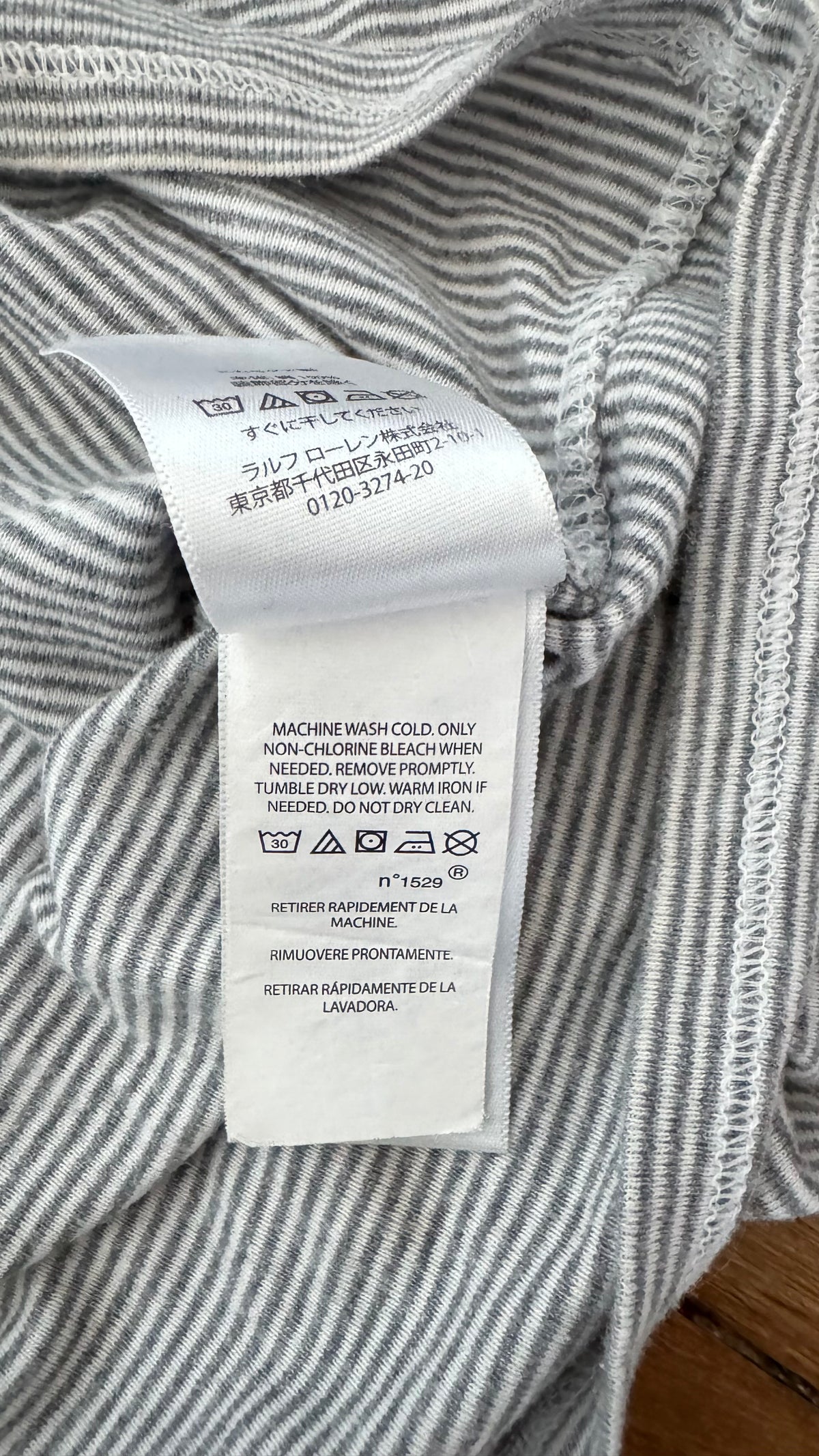 T-shirt gris rayé Ralph Lauren - M