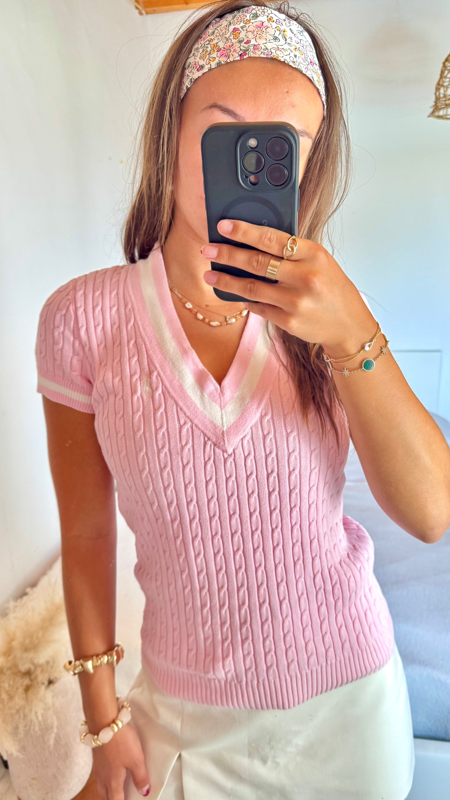 T-shirt torsadé rose Ralph Lauren - M