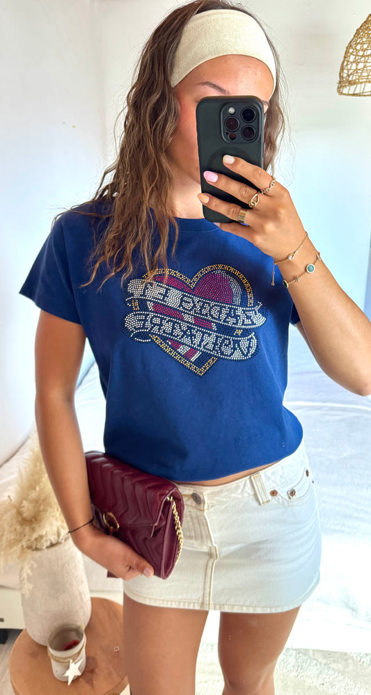 T-shirt marine strass Zadig & Voltaire - XS