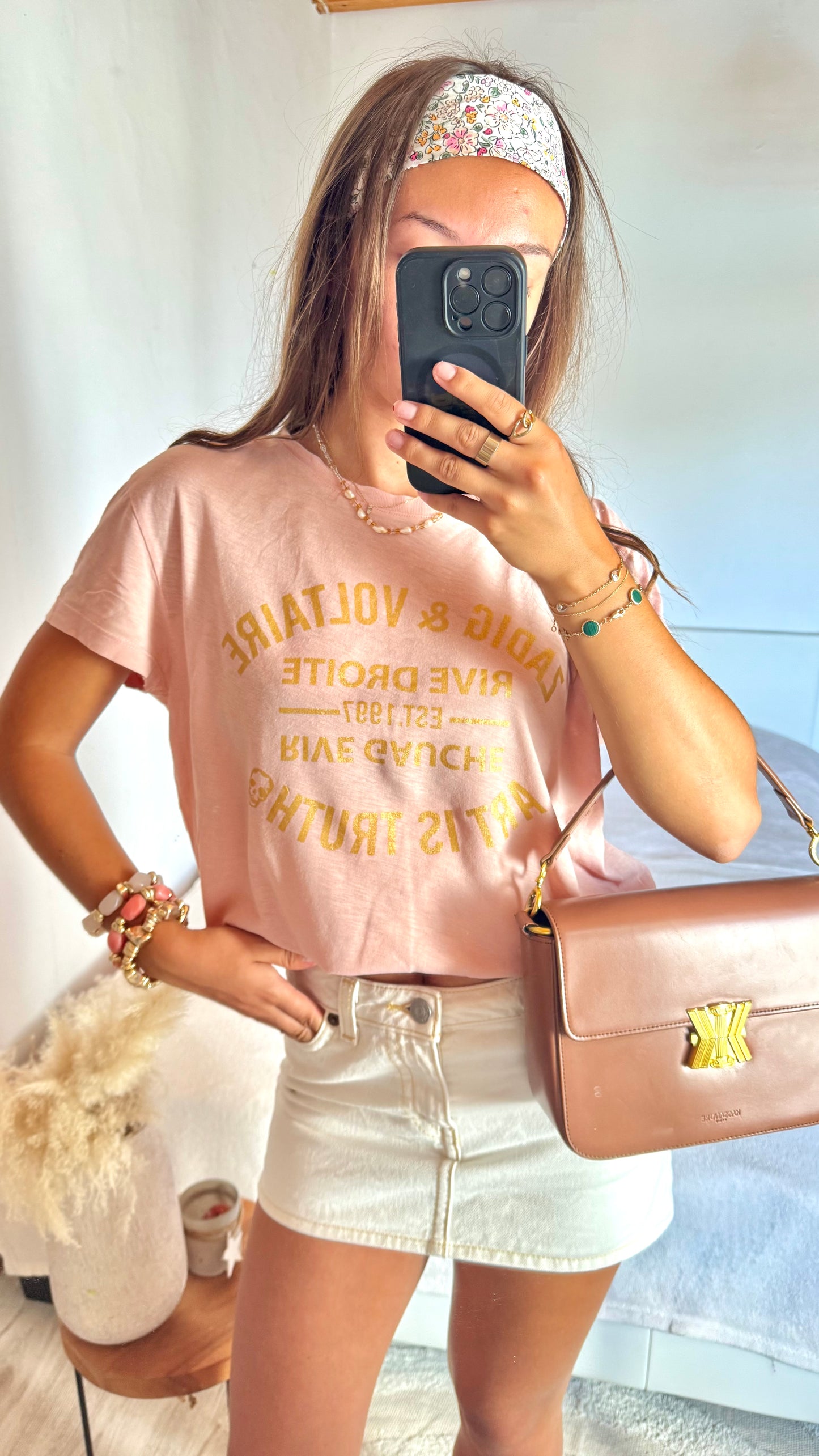 T-shirt rose et doré Zadig & Voltaire - L