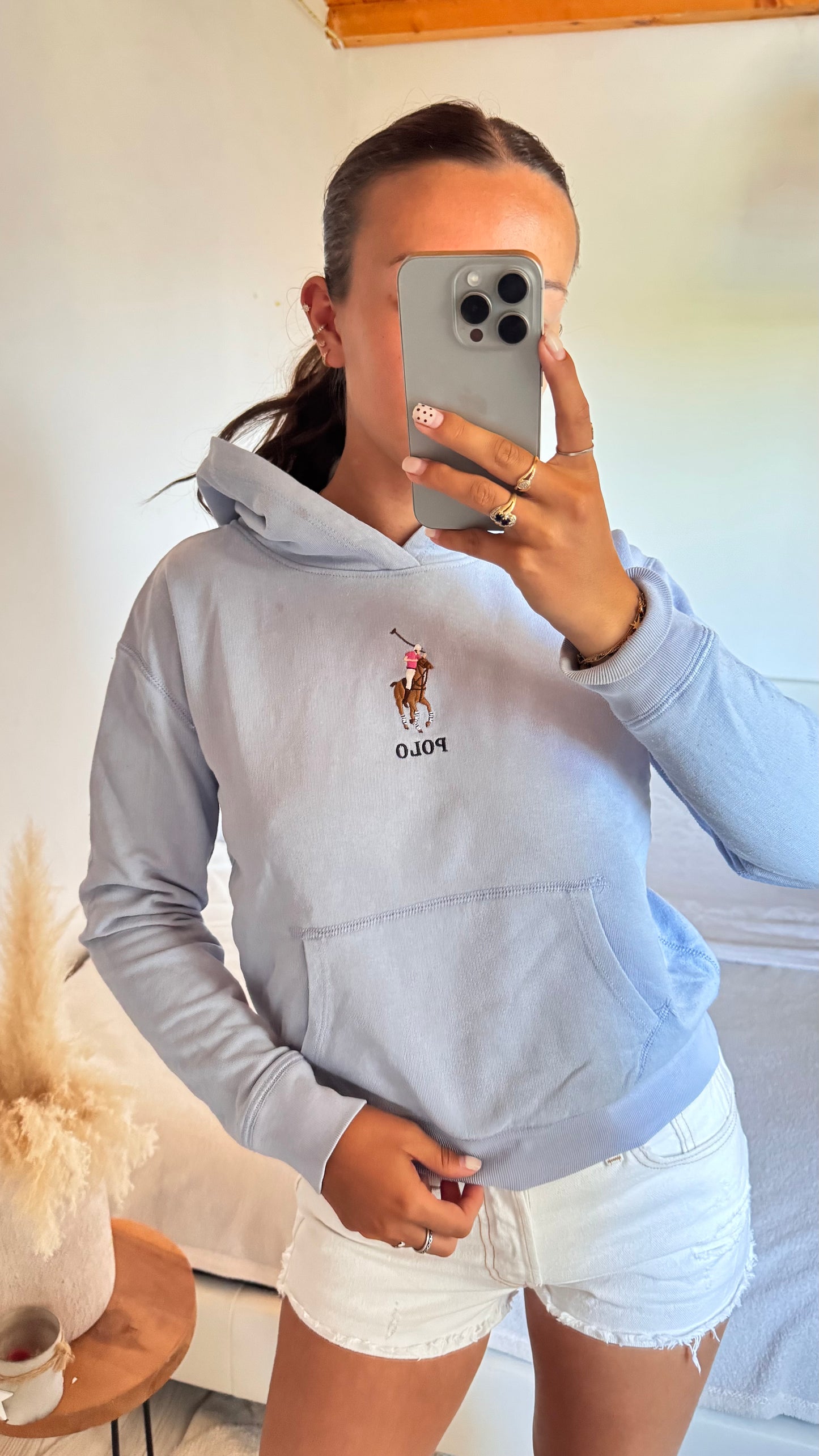Sweat à capuche bleu pastel - XS
