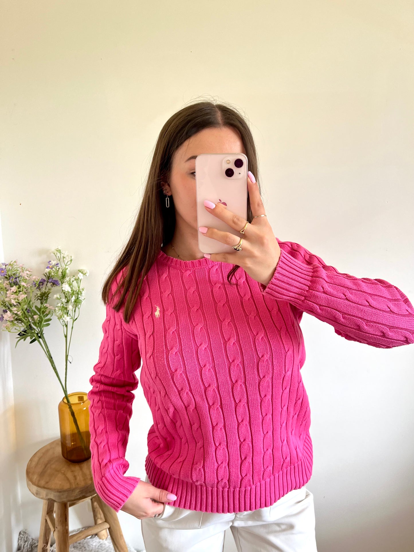 Pull torsadé rose Ralph Lauren - M