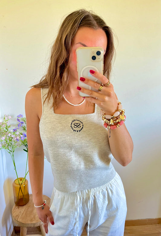 Top gris brodé Sandro - S