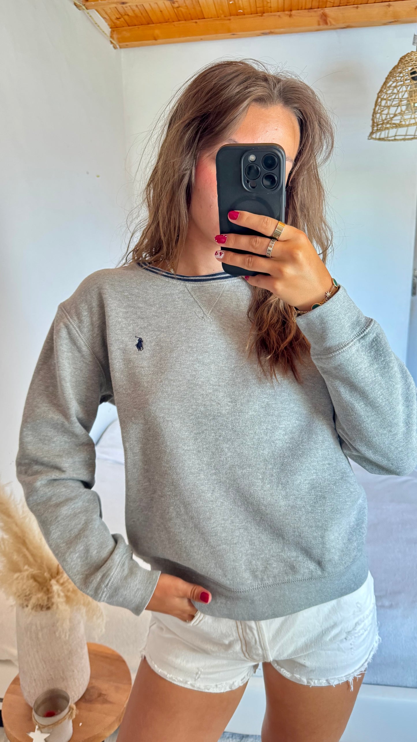 Sweat col rond gris Ralph Lauren - S