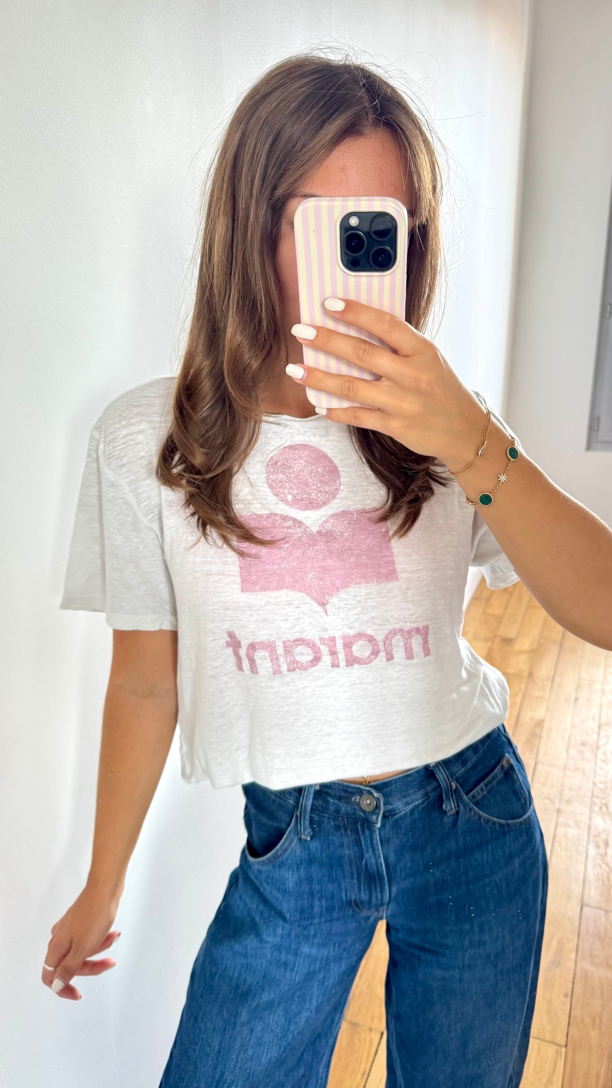 T-shirt en lin rose irisé Isabel Marant - S