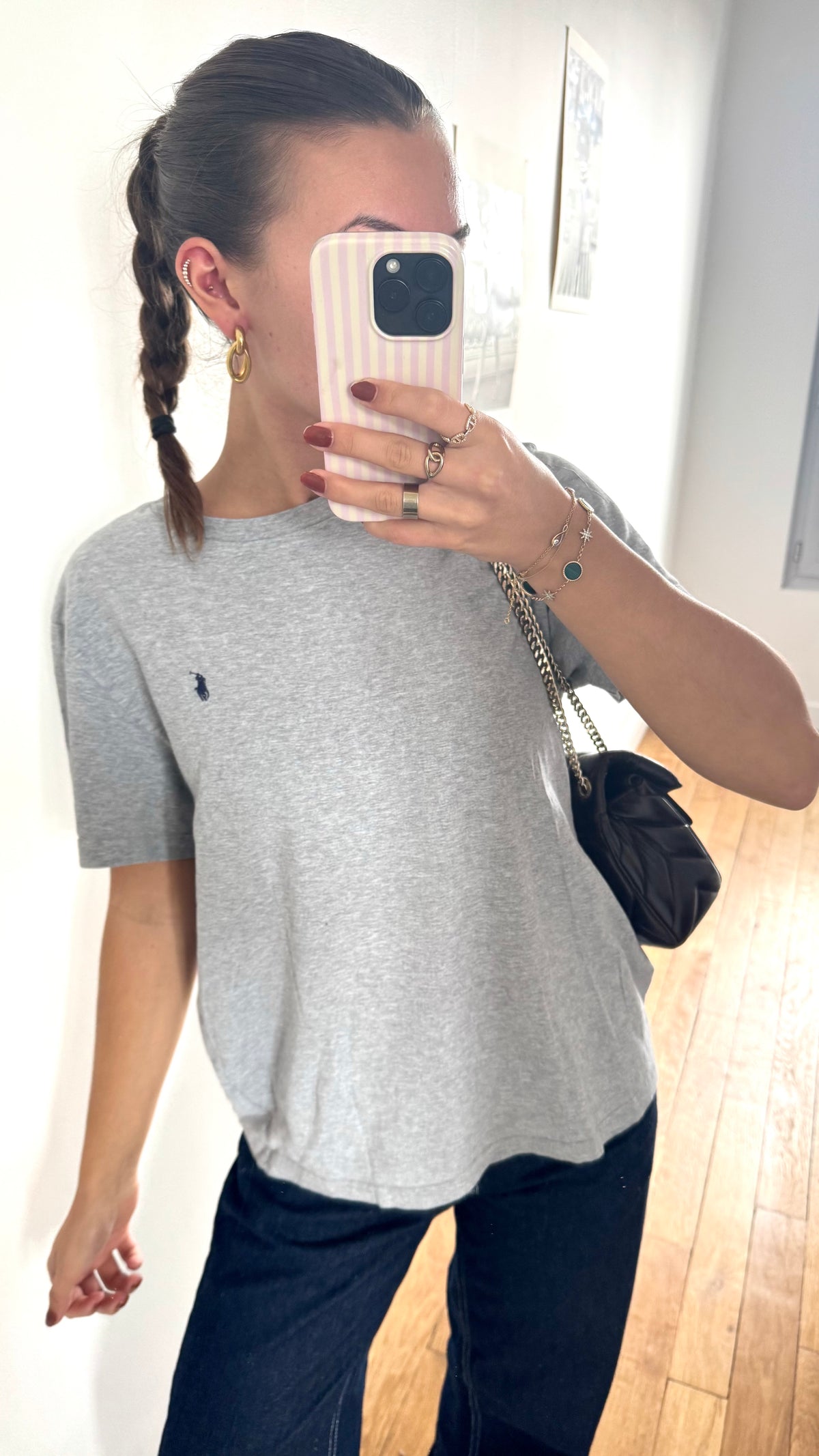 T-shirt gris col rond Ralph Lauren - M