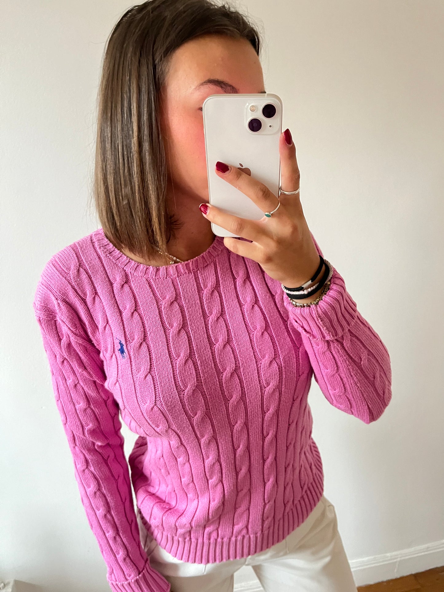 Pull torsadé rose Ralph Lauren - M