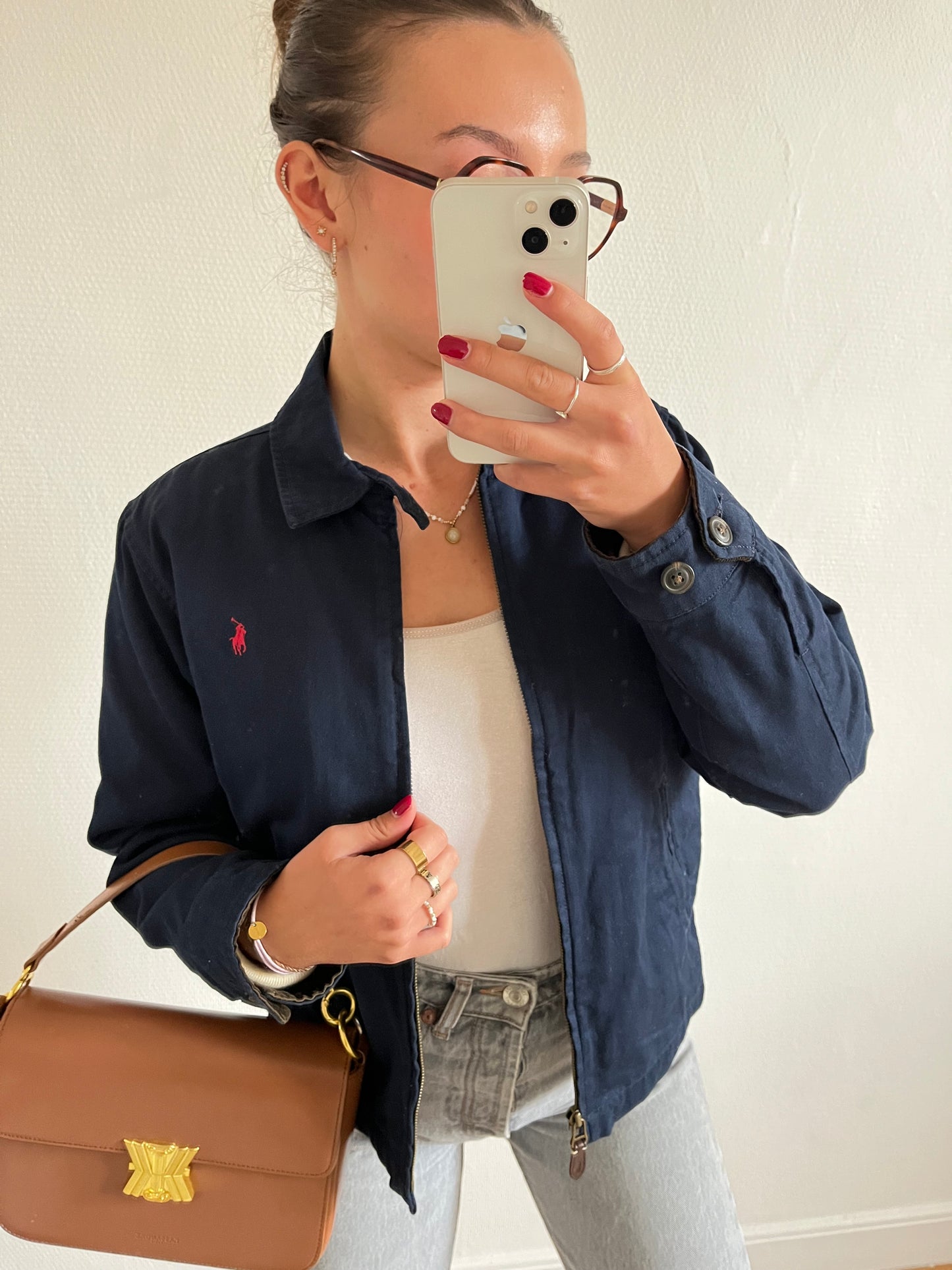 Veste en toile de coton marine - S