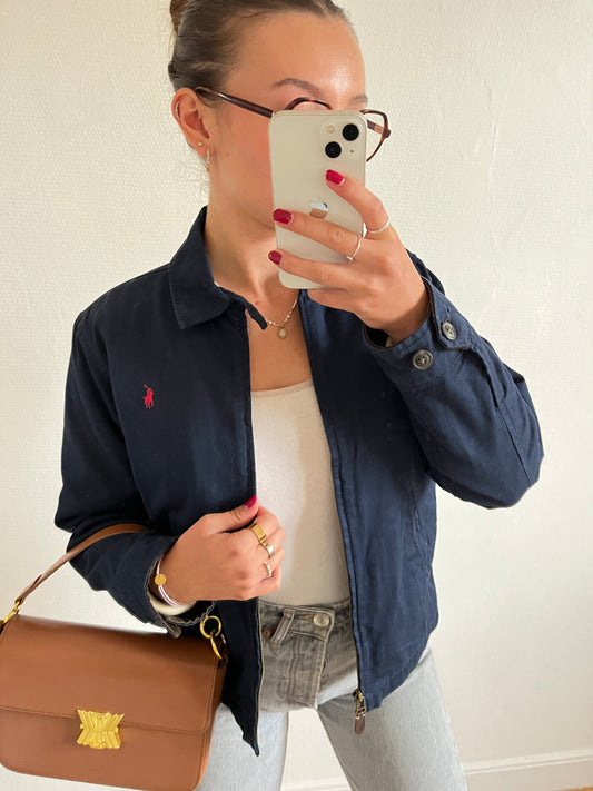 Veste en toile de coton marine - S