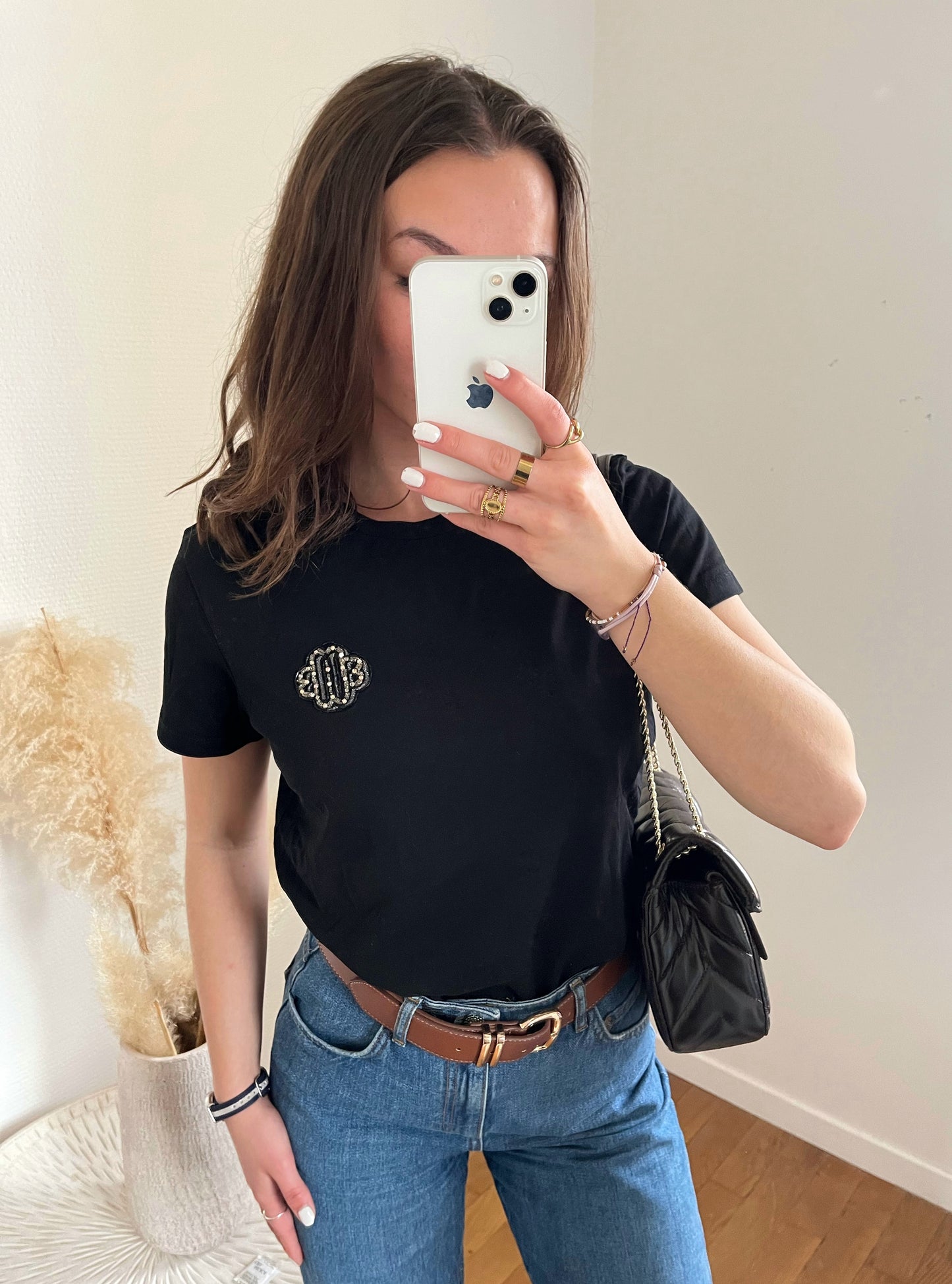 T-shirt noir Maje logo brillant - XS