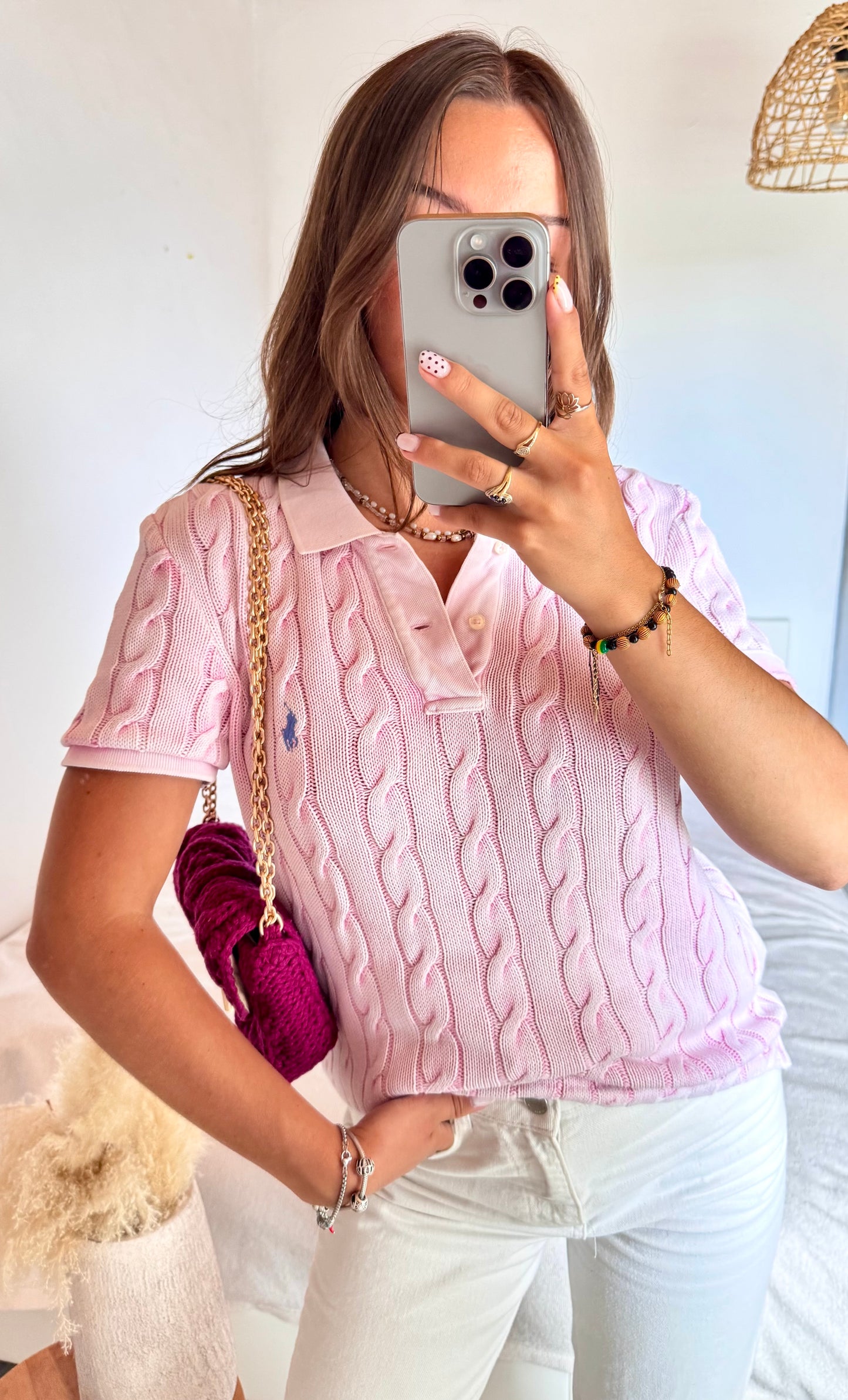 Polo rose torsadé Ralph Lauren - L