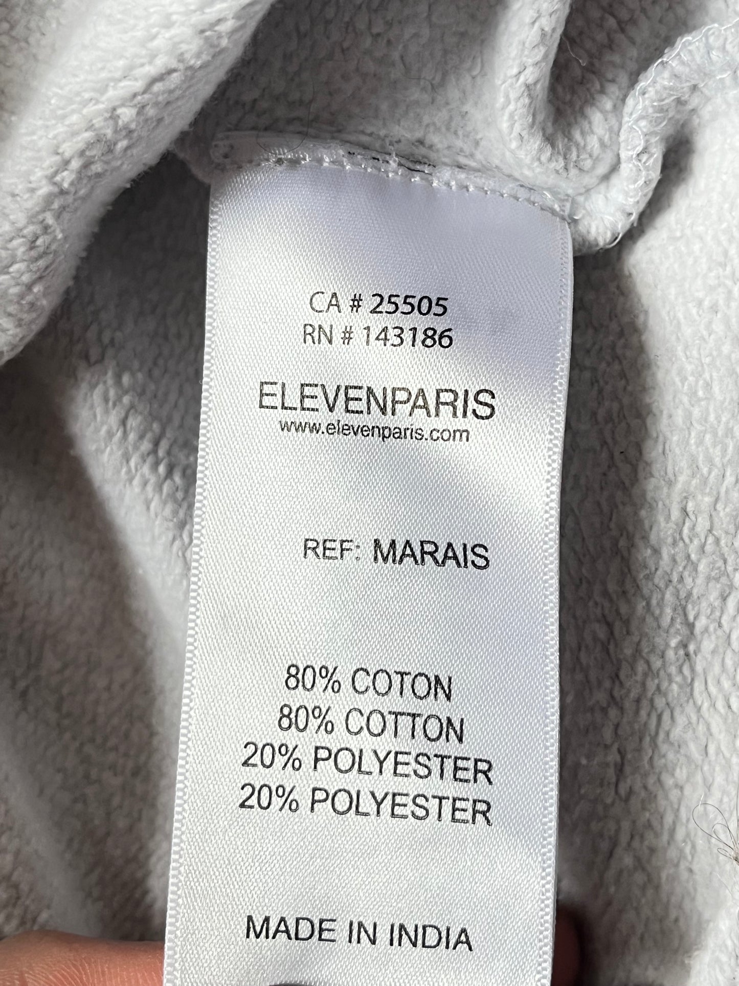 Sweat à capuche gris inscriptions dos Eleven Paris - S