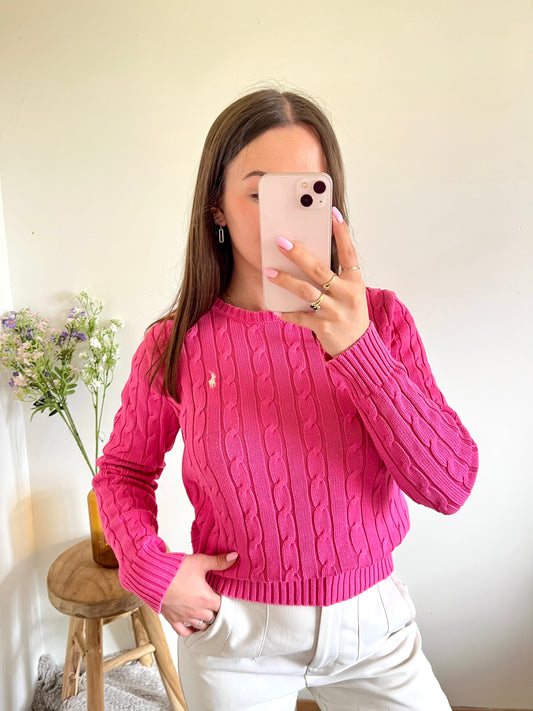 Pull torsadé rose Ralph Lauren - M