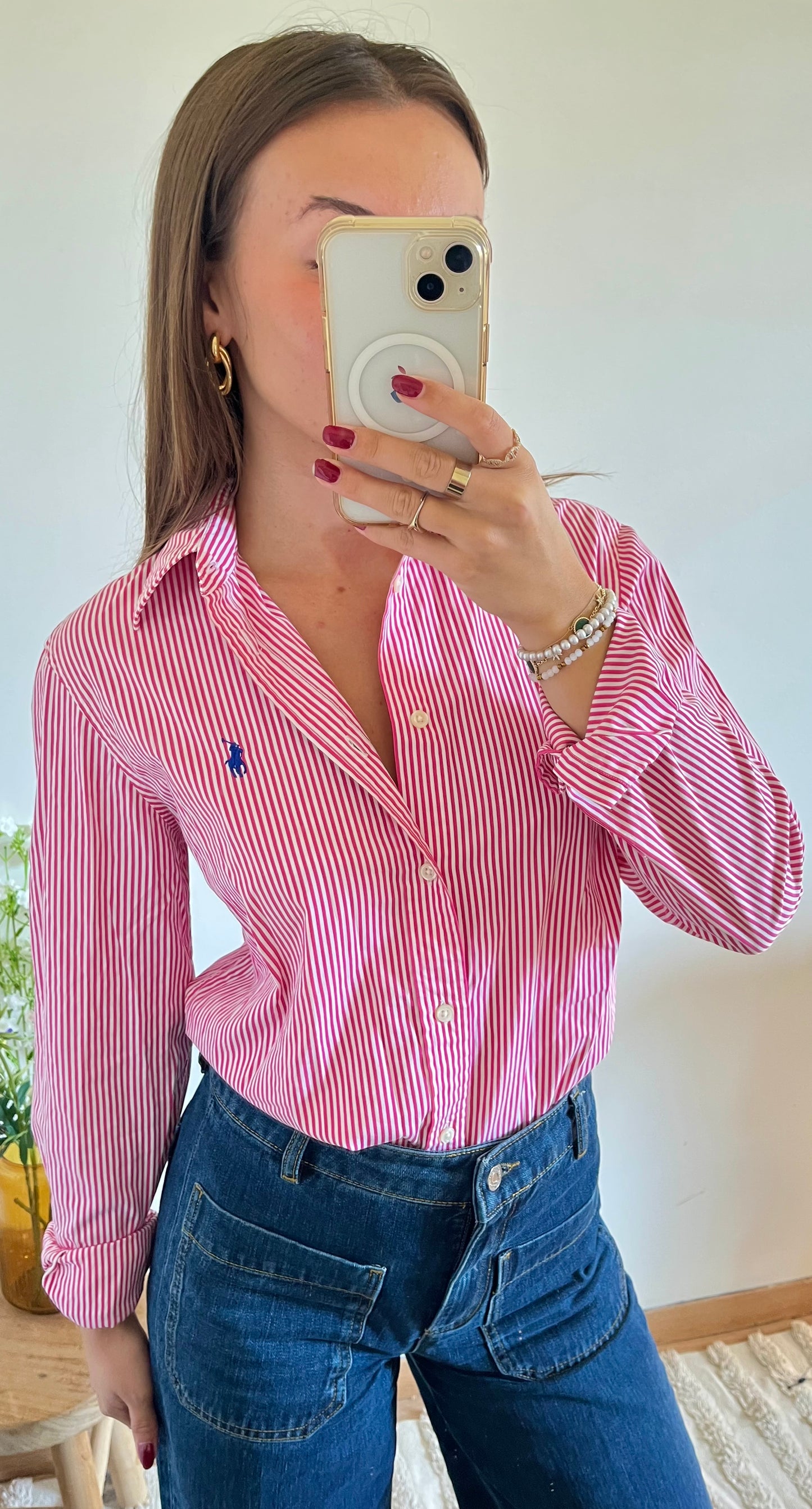Chemise à rayures roses Ralph Lauren - M