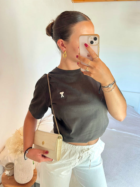 T-shirt gris noir Ami Paris - M