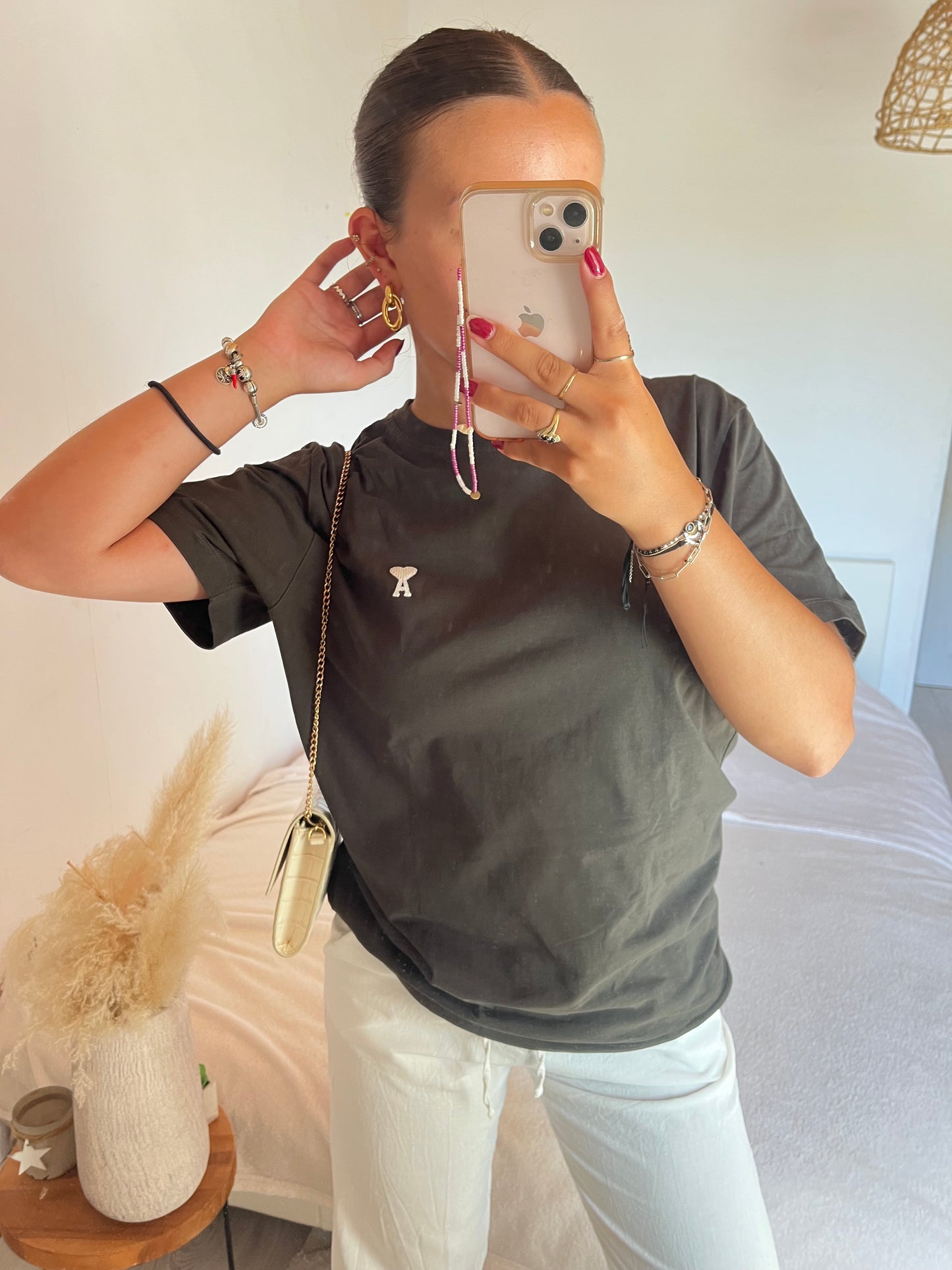 T-shirt gris noir Ami Paris - M