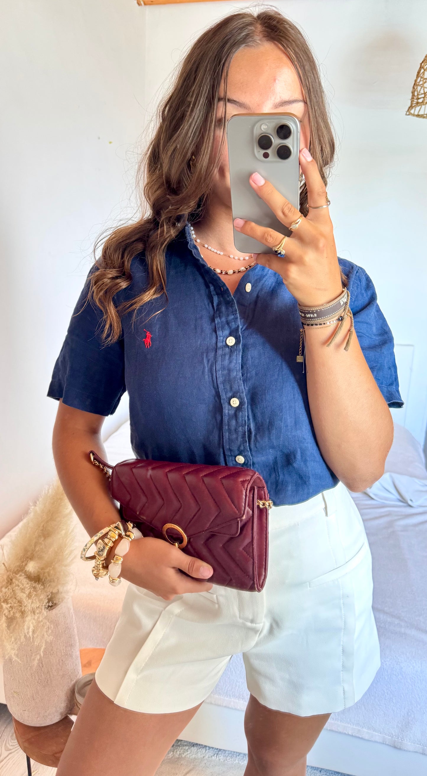 Chemise en lin bleu marine Ralph Lauren - XS